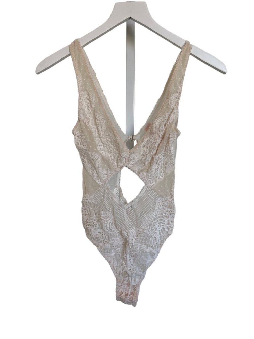 Victorias Secret Ivory Lace Mesh Bodysuit